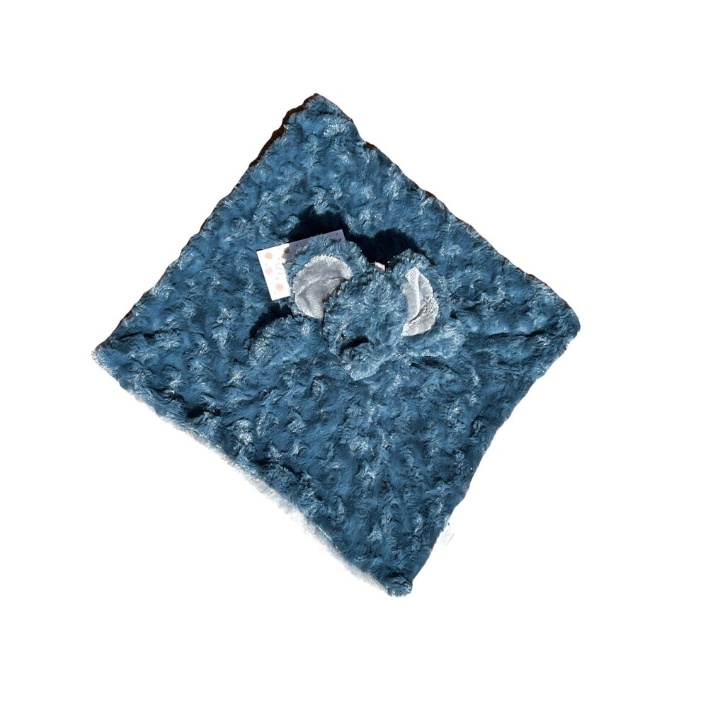 Oobles Blue Swirl Elephant Baby Blanket Lovey Plush Soft Rattle Dark Blue Gray